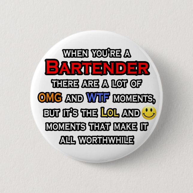 Bóton Redondo 5.08cm Barman ... OMG WTF LOL (Frente)