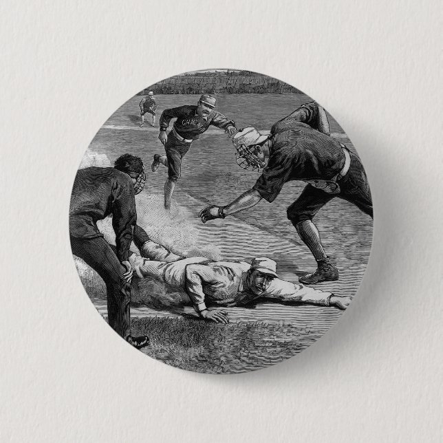 Bóton Redondo 5.08cm Baseball Antigo por Thure De Thulstrup, 1885 (Frente)