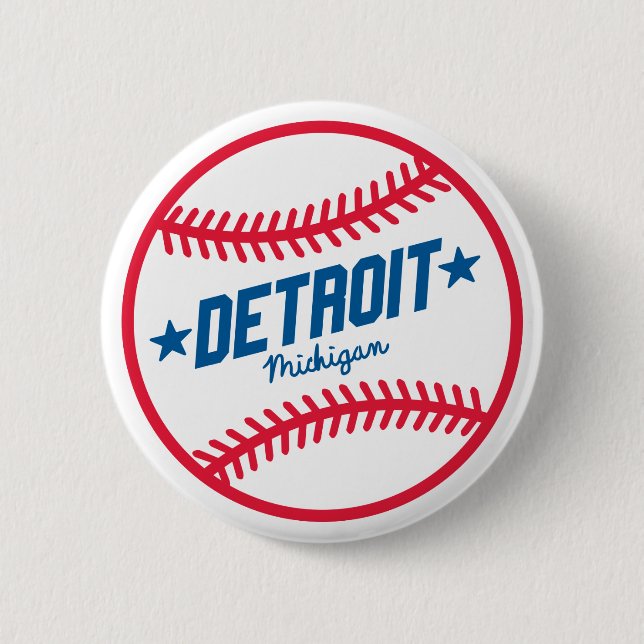 Bóton Redondo 5.08cm Basebol de Detroit (Frente)