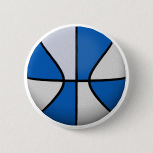 Bóton Redondo 5.08cm Basquete azul e branco: