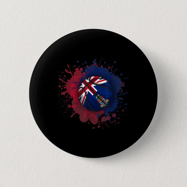 Bóton Redondo 5.08cm Basquete Com Bandeira Das Ilhas Cayman (Frente)