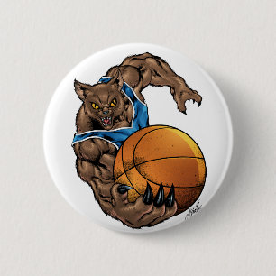 Bóton Redondo 5.08cm Basquetebol azul, listra branca dos linces dos