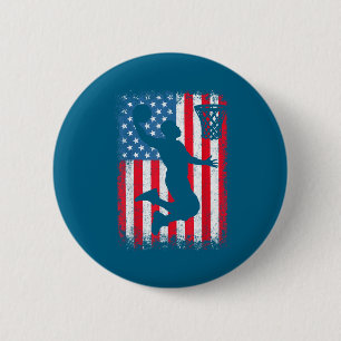 Bóton Redondo 5.08cm Basquetebol Patriótico Americano Bandeira Dos EUA