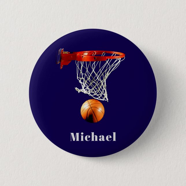 Bóton Redondo 5.08cm Basquetebol Substitua pelo Seu Nome (Frente)