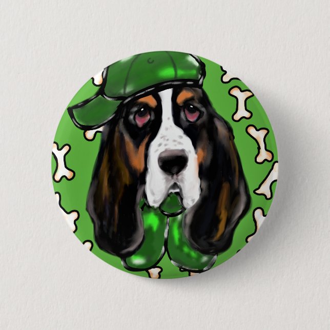 Bóton Redondo 5.08cm Basset Hound (Frente)
