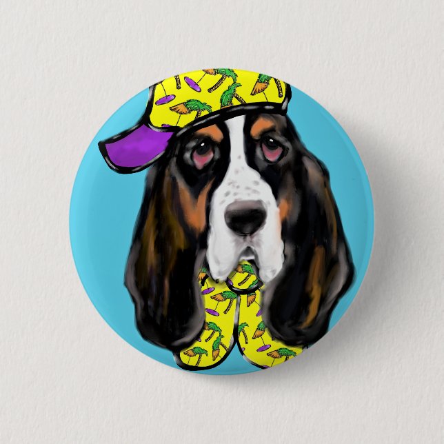 Bóton Redondo 5.08cm Basset Hound (Frente)