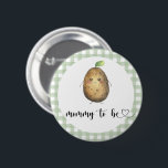 Bóton Redondo 5.08cm Batata-branca - mamãe a Chá de fraldas<br><div class="desc">"Um pouco de batata está a caminho". Celebrar com esta festa de chá de fraldas de batatas de desenho animado! Batata bonitinha de aquarela com cara de bebê. Gaiola verde.</div>