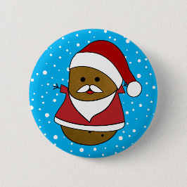 Bóton Redondo 5.08cm Batata de Natal com Chapéu e Traje de Papai Noel