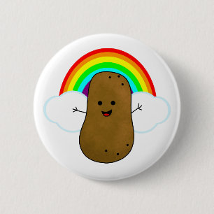 Bóton Redondo 5.08cm Batata Feliz E Um Arco-Íris