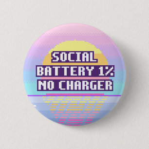 Bóton Redondo 5.08cm Bateria Social 1%, Botão Pixel Sem Carregador