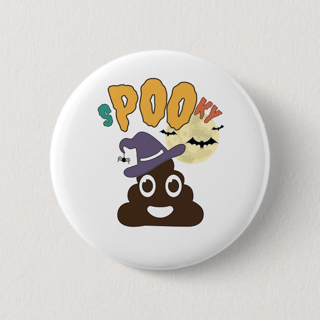 Bóton Redondo 5.08cm Bathroom engraçado Halloween Spooky Poo Design (Frente)