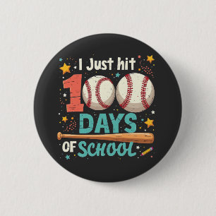 Bóton Redondo 5.08cm Bati 100 dias na escola 100 dias de baseball