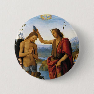 Bóton Redondo 5.08cm Batismo do Cristo por Pietro Perugino