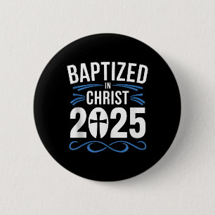 Bóton Redondo 5.08cm Batizado Em Cristo De 2025 Batismo Católico Jesus