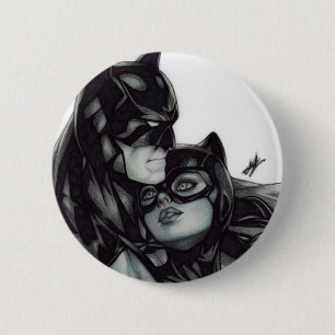 Bóton Redondo 5.08cm Batman & Catwoman ~ Bruce Wayne & Selina Kyle