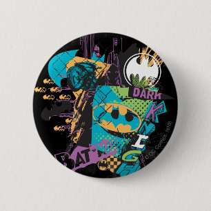 Bóton Redondo 5.08cm Batman Neon The Dark Knight Collage