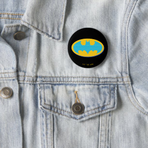 Bóton Redondo 5.08cm Batman Símbolo de faixas cianas
