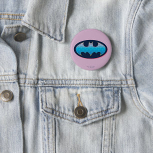 Bóton Redondo 5.08cm Batman Símbolo rosa e azul