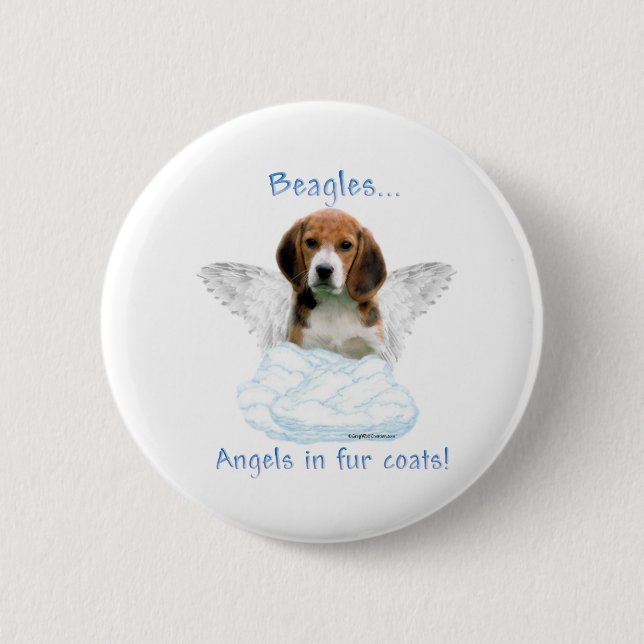 Bóton Redondo 5.08cm Beagle Angel - Botão (Frente)