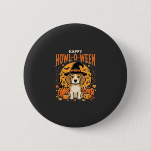 Bóton Redondo 5.08cm Beagle Halloween Howl-O-Ween Cão Desenho de Abóbor