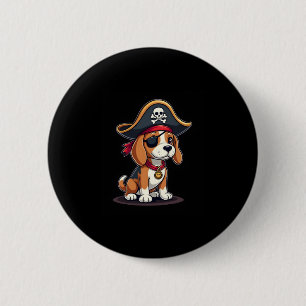 Bóton Redondo 5.08cm Beagle Pirate Costume Jolly Roger Flag Skull Cross
