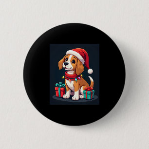 Bóton Redondo 5.08cm Beagle Xmas Lighting Papais noeis Beagle Dog Natal