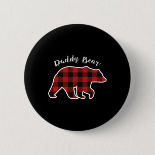 Bóton Redondo 5.08cm Bear Men Red Xadrez Natal Pai Pajama Gif