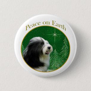 Bóton Redondo 5.08cm Bearded Collie Peace