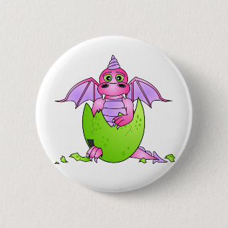Bóton Redondo 5.08cm Bebê bonito do dragão em ovo rachado - rosa/roxo