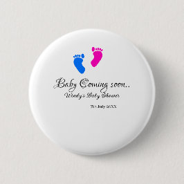 Bóton Redondo 5.08cm Bebê chegando em breve chá de fraldas de pés cor-d