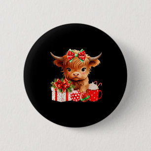 Bóton Redondo 5.08cm Bebê Fofo da Vaca das Terras Altas Feliz Natal Vac