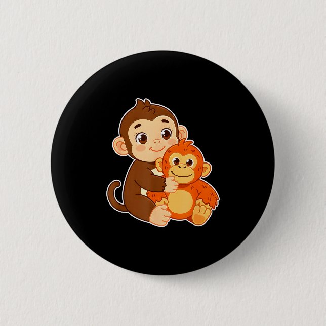 Bóton Redondo 5.08cm Bebê macaco engraçado com gráfico de camiseta de a (Frente)