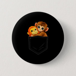 Bóton Redondo 5.08cm Bebê macaco engraçado dá soco e homens de bolso or