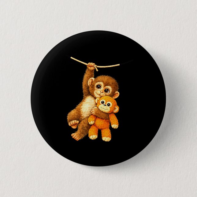 Bóton Redondo 5.08cm Bebê soco de macaco fofo  (Frente)