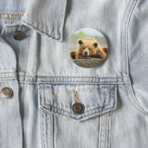 Bóton Redondo 5.08cm Bebês Mais Pobres Cubo-Urso-Marrom Costeiro