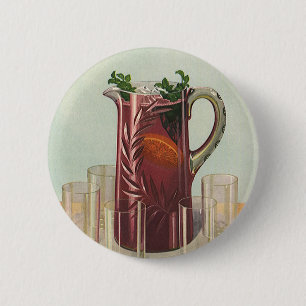 Bóton Redondo 5.08cm Bebidas do vintage e bebidas, jarro do Sangria