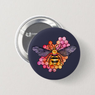 Bóton Redondo 5.08cm Bee Honeycomb