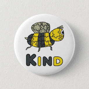 Bóton Redondo 5.08cm Bee Kind Quebra-cabeça