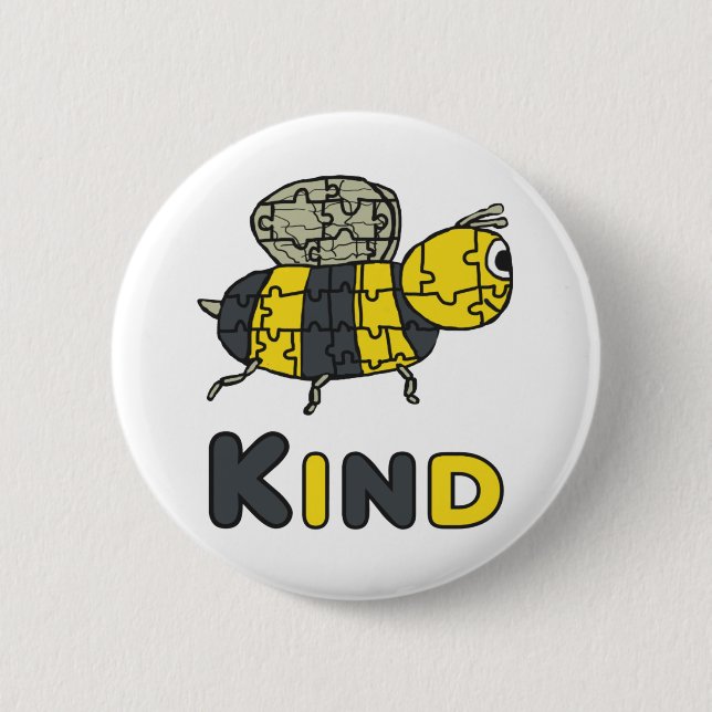 Bóton Redondo 5.08cm Bee Kind Quebra-cabeça (Frente)