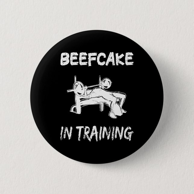 Bóton Redondo 5.08cm Beefcake em treinamento de ginástica musculatura e (Frente)