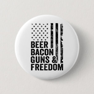 Bóton Redondo 5.08cm Beer Bycon Guns E Freedom Usa Churrasco Flag Ameri