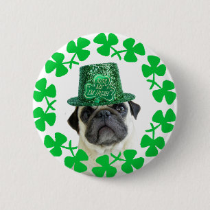 Bóton Redondo 5.08cm Beije-me que eu sou botão irlandês do pug