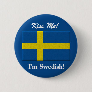 Bóton Redondo 5.08cm Beije-me que eu sou sueco