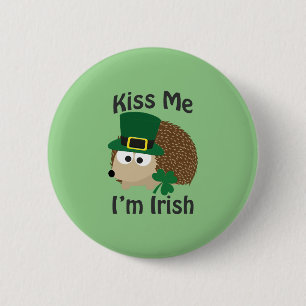 Bóton Redondo 5.08cm Beije-me Sou Irlandês Hedgehog
