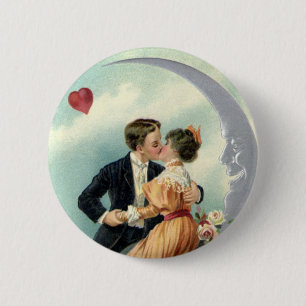 Bóton Redondo 5.08cm Beijo do dia dos namorados do Victorian do vintage