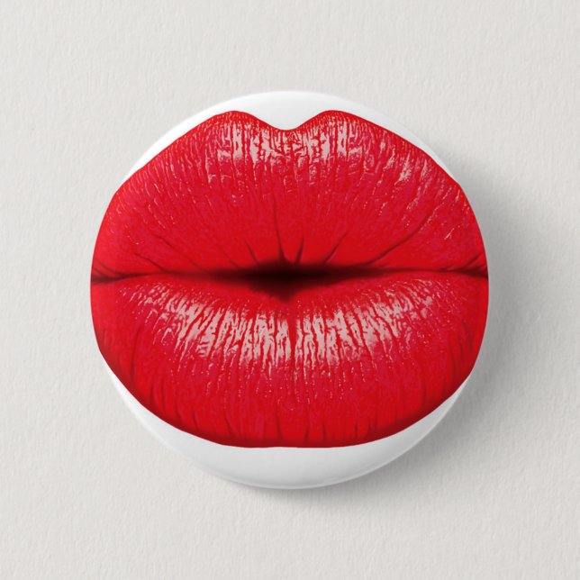 Bóton Redondo 5.08cm Beijo vermelho do pop art do batom dos lábios (Frente)