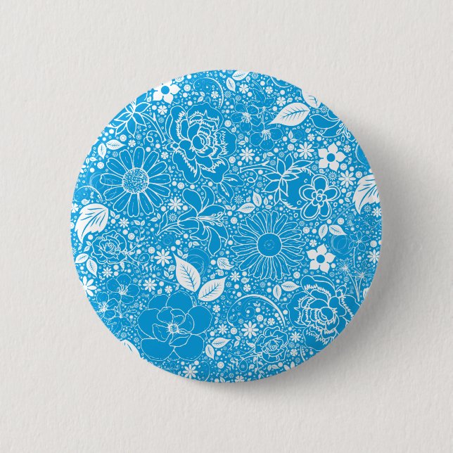 Bóton Redondo 5.08cm Beleza Botânica Azul Claro (Frente)