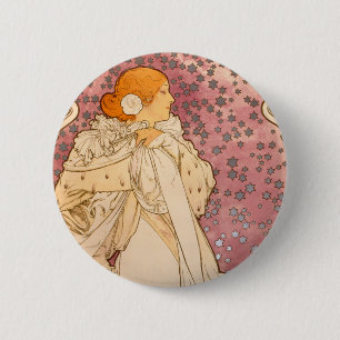 Bóton Redondo 5.08cm Beleza da Mulher Mucha Art Nouveau