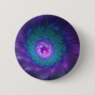 Bóton Redondo 5.08cm Beleza Floral Abstrata Arte Fractal Colorida Flor
