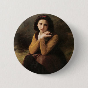Bóton Redondo 5.08cm Beleza Reflettiva (Mignon Pensive) 1869 Bouguereau